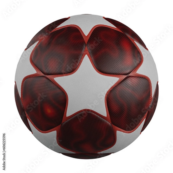 Obraz Red and White 3D Star Soccer Ball Isolated