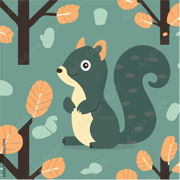 Obraz cute simple squirrel pattern, cartoon, minimal, decorate blankets, carpets, for kids, theme print design
