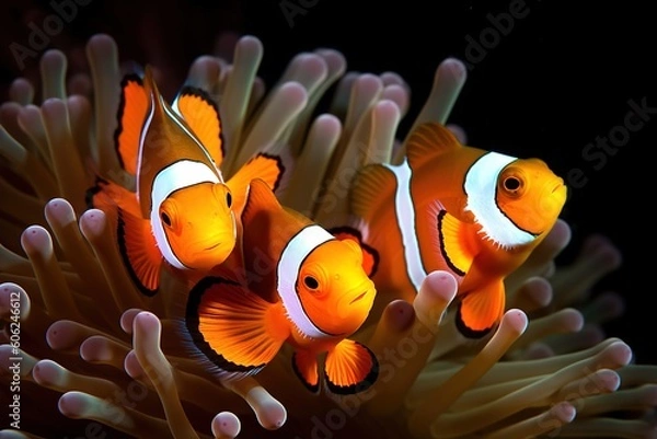 Fototapeta A stunning display of Clownfish
