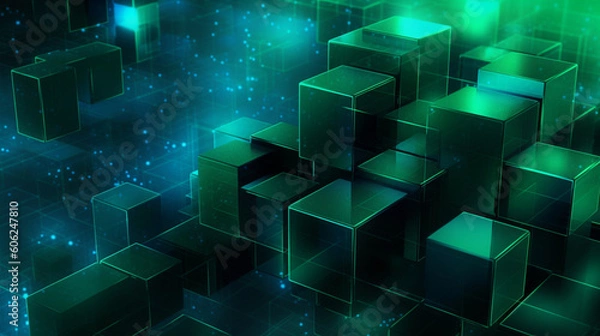 Obraz abstract green 3d cubes