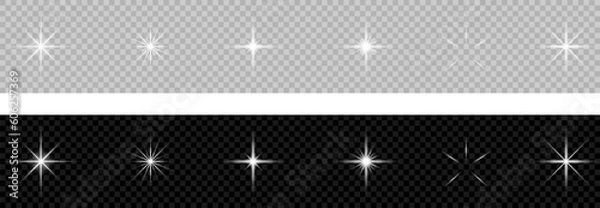 Fototapeta Sparkling star, vector glowing star light effect.Shine glowing stars. Vector illustration