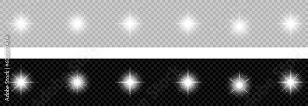 Fototapeta Sparkling star, vector glowing star light effect.Shine glowing stars. Vector illustration