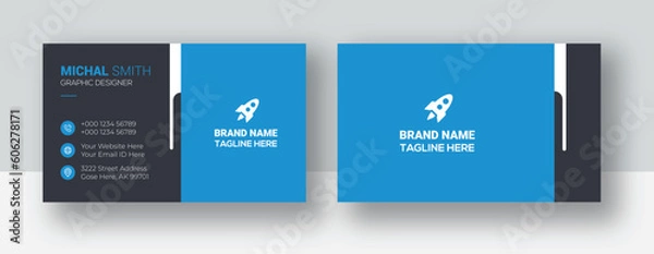 Fototapeta Modern creative business card design template | Double sided creative business card template | Corporate landscape orientation and horizontal layout