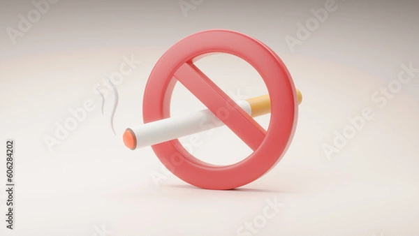 Fototapeta No Smoking concept, white background, 3d rendering