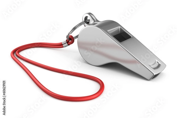 Fototapeta Metal whistle isolated on white