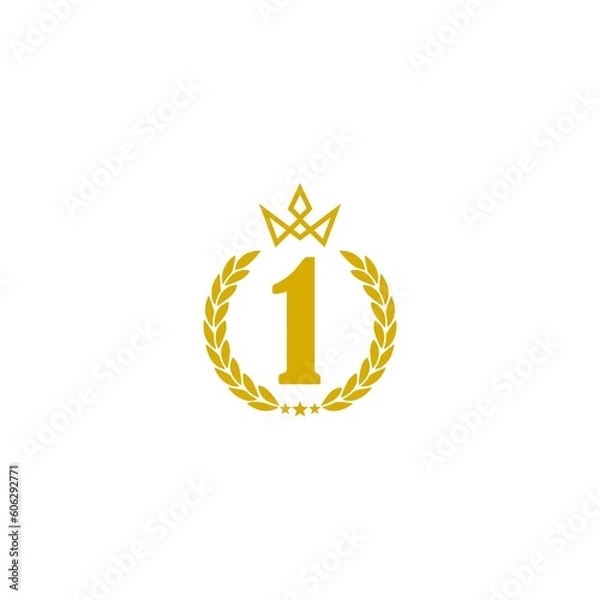 Obraz Number one quality with crown icon isolated on white background