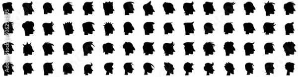 Obraz Set Of Person Icons Isolated Silhouette Solid Icon With People, Group, Business, Team, Office, Female, Person Infographic Simple Vector Illustration Logo