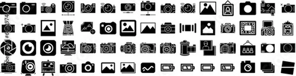 Obraz Set Of Photo Icons Isolated Silhouette Solid Icon With Photo, Design, Background, Frame, Blank, Picture, Paper Infographic Simple Vector Illustration Logo