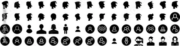 Obraz Set Of Avatar Icons Isolated Silhouette Solid Icon With Male, Man, Person, Illustration, Human, People, Avatar Infographic Simple Vector Illustration Logo