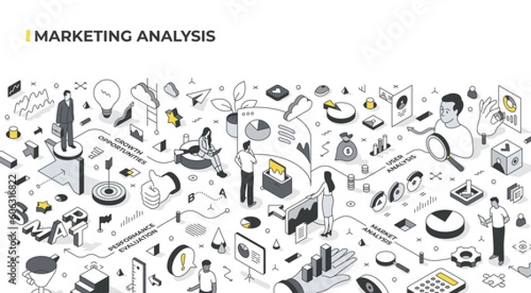 Obraz Marketing Analysis Isometric Illustration