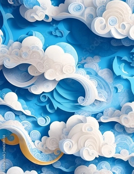 Obraz clouds quilled paper