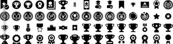 Obraz Set Of Award Icons Isolated Silhouette Solid Icon With Banner, Background, Award, Winner, Golden, Luxury, Design Infographic Simple Vector Illustration Logo