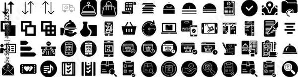 Fototapeta Set Of Order Icons Isolated Silhouette Solid Icon With Icon, Buy, Delivery, Shop, Online, Store, Order Infographic Simple Vector Illustration Logo