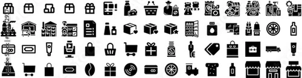Fototapeta Set Of Products Icons Isolated Silhouette Solid Icon With Background, Stand, Product, Podium, 3D, Display, Abstract Infographic Simple Vector Illustration Logo