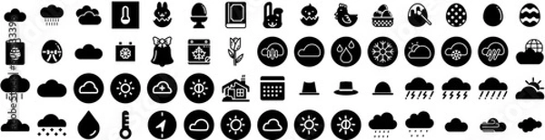 Obraz Set Of Season Icons Isolated Silhouette Solid Icon With Graphic, White, Season, Abstract, Design, Background, Summer Infographic Simple Vector Illustration Logo