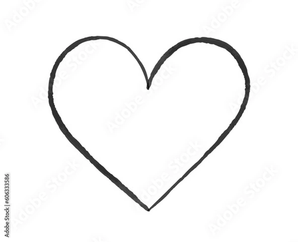 Fototapeta Heart in minimalist style concept. Relationships, romance and love, passion and feelings. Valentines Day. Template, layout and mock up. Linear flat vector illustration isolated on white background