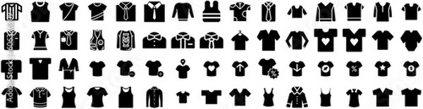 Fototapeta Set Of Shirt Icons Isolated Silhouette Solid Icon With Shirt, White, Front, Design, Template, Casual, Clothing Infographic Simple Vector Illustration Logo