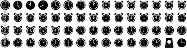 Fototapeta Set Of Alarm Icons Isolated Silhouette Solid Icon With Symbol, Reminder, Alert, Bell, Object, Isolated, Alarm Infographic Simple Vector Illustration Logo