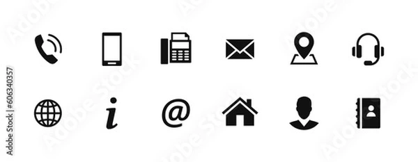 Fototapeta Set of contact icons. PNG design elements.