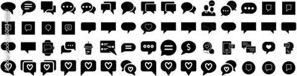 Fototapeta Set Of Bubble Icons Isolated Silhouette Solid Icon With Set, Communication, Bubble, Speech, Illustration, White, Message Infographic Simple Vector Illustration Logo