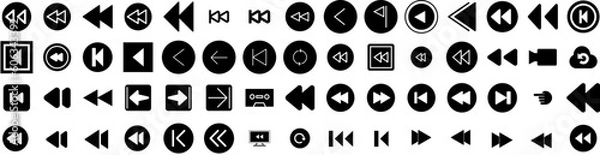 Obraz Set Of Rewind Icons Isolated Silhouette Solid Icon With Symbol, Button, Rewind, Vector, Illustration, Icon, Video Infographic Simple Vector Illustration Logo