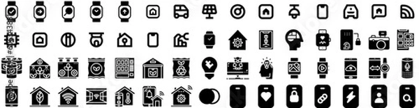 Obraz Set Of Smart Icons Isolated Silhouette Solid Icon With Wireless, Technology, Modern, Internet, Smart, Concept, Icon Infographic Simple Vector Illustration Logo