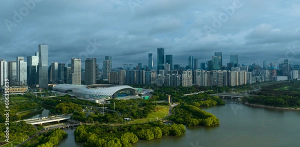 Obraz Shenzhen ,China - Circa 2022: Aerial view of landscape in shenzhen city, China