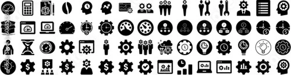 Obraz Set Of Productivity Icons Isolated Silhouette Solid Icon With Concept, Strategy, Business, Productivity, Success, Performance, Management Infographic Simple Vector Illustration Logo