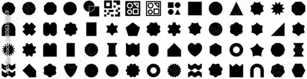 Fototapeta Set Of Shapes Icons Isolated Silhouette Solid Icon With Abstract, Design, Geometric, Vector, Background, Shape, Element Infographic Simple Vector Illustration Logo