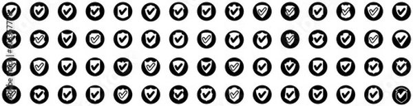 Fototapeta Set Of Guarantee Icons Isolated Silhouette Solid Icon With Satisfaction, Warranty, Certificate, Guarantee, Icon, Sign, Vector Infographic Simple Vector Illustration Logo