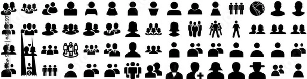 Obraz Set Of Users Icons Isolated Silhouette Solid Icon With User, Avatar, Business, Illustration, Icon, Vector, People Infographic Simple Vector Illustration Logo
