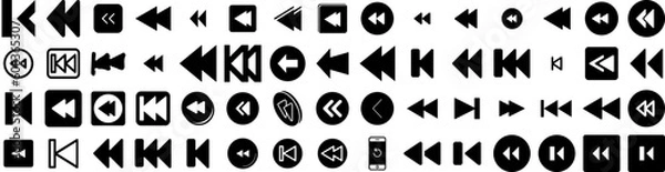Fototapeta Set Of Rewind Icons Isolated Silhouette Solid Icon With Icon, Vector, Symbol, Rewind, Button, Video, Illustration Infographic Simple Vector Illustration Logo