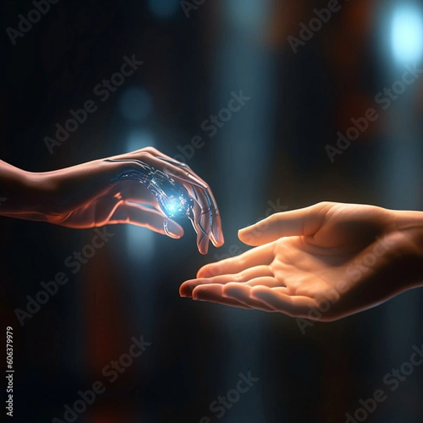 Fototapeta The handshake between the future and the present