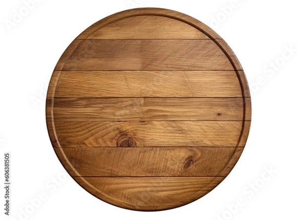 Fototapeta Round wooden empty board, Generative AI