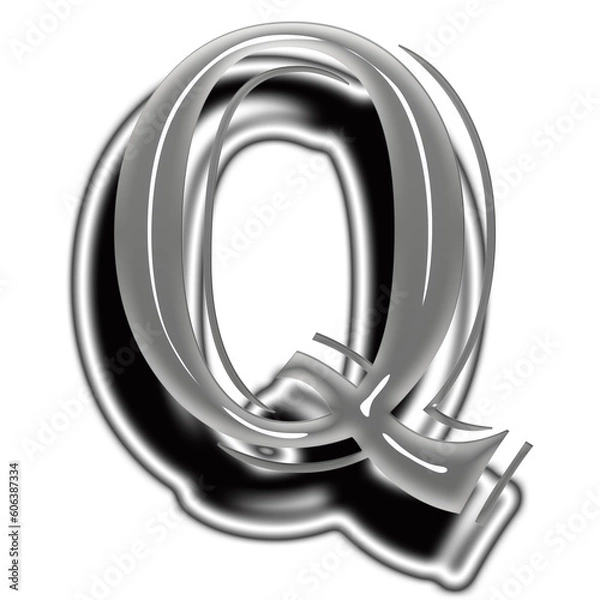 Obraz 3d silver letter Q