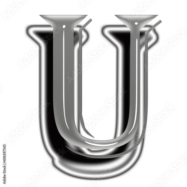 Obraz silver metal alphabet U
