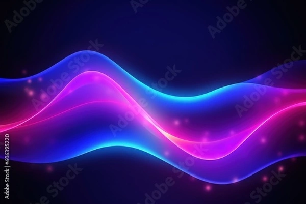 Fototapeta Digital glow. LCD display distortion. Iridescent blue pink color liquid crystal pixel texture wave drops on dark abstract illustration background with empty space, Generative AI