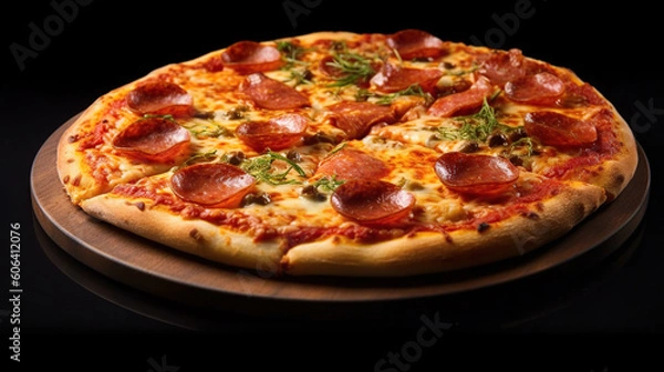 Fototapeta Appetizing fresh Pizza with. Fresh homemade pizza. Created with Generative AI