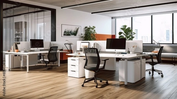 Obraz A modern government office cubicle with a sleek desk