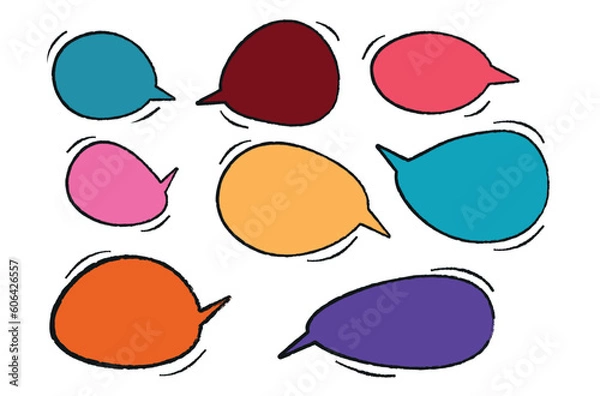 Fototapeta speech bubble set, cartoon style talking balloon, retro color massage bubble vector