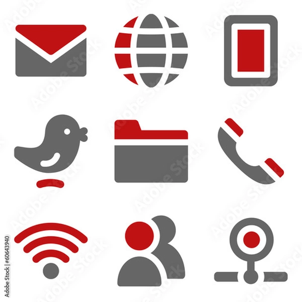 Obraz Communication web icons, dark red and grey