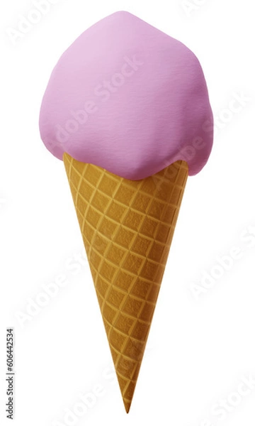 Fototapeta 3d rendering of strawberry ice cream cone isolated.