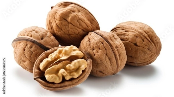 Fototapeta Walnut isolated white. Generative AI