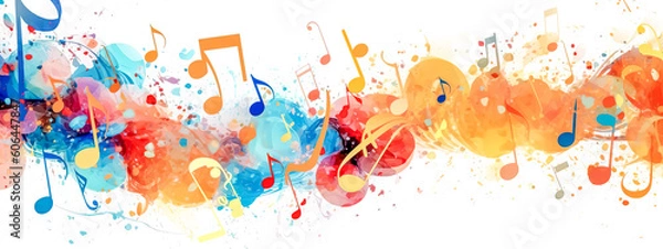 Obraz multicolored digital music, sheet music, abstract background banner, made with Generative AI