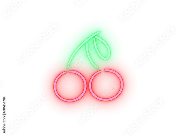 Fototapeta cherry icon neon sign