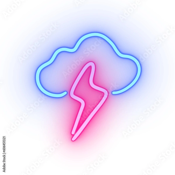 Fototapeta thunder and cloud neon sign