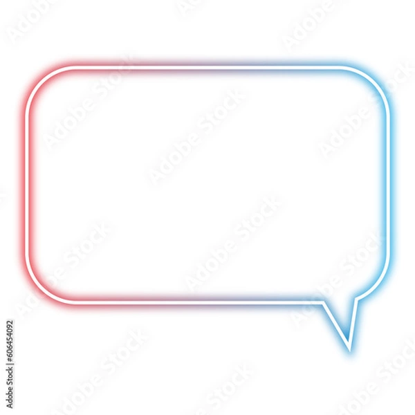 Obraz Neon chat bubble png. Glowing speech bubble on transparent background.