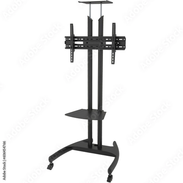 Obraz TV stand bracket mount with wheels for mobile use isolated on white background