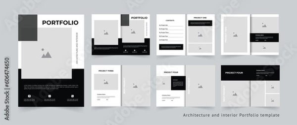 Fototapeta Modern Architecture portfolio and interior portfolio template design