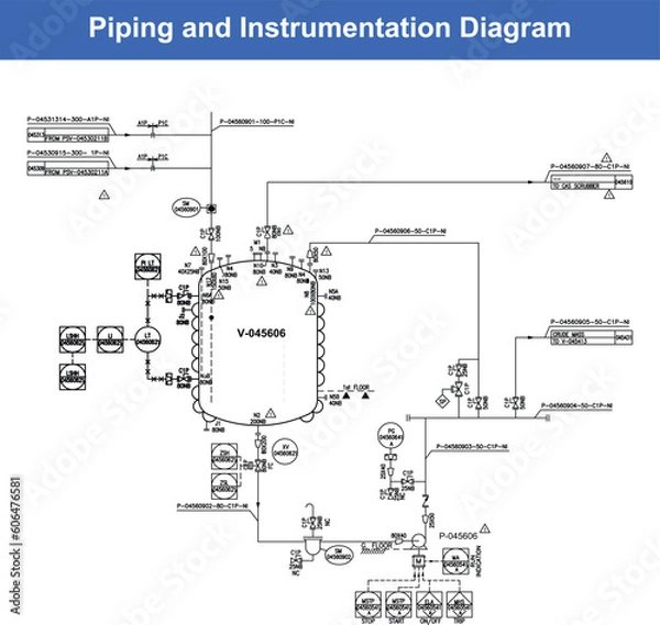 Obraz Vector Illustration for Piping and Instrumentation Diagram